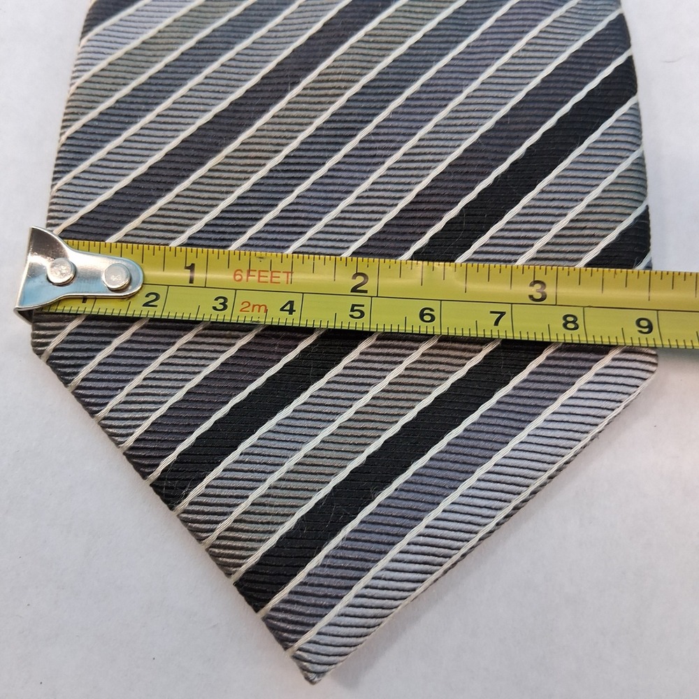 Charles Tyrwhitt Tie Mens OS Grey Striped Silk Classic Made in England Business - Picture 9 of 10